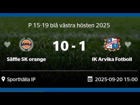 Säffle SK P15-19 vs IK Arvika Fotboll - P 15-19 blå västra hösten 2025-09-20