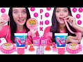 ASMR Pink One Color Food Mukbang Hubba Bubba Race Jelly Straws Bubble Gum