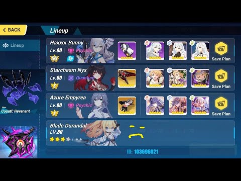 Honkai Impact 3: Nirvana Abyss D456: Couatl(Quantum) 558: HB(SSS) Nyx(S0) AE(S2) Blade Durandal 3*