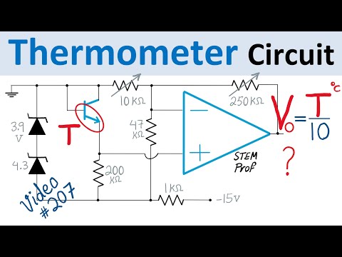 Circuito del sensore del termometro spiegato con amplificatore operazionale e transistor NPN