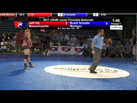 Junior Freestyle 130 - Jeff Ott (MA) vs. Brant Schafer (MI)