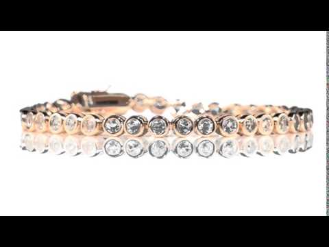 White Topaz Tennis Bracelet 5.5 Carat in Sterling Silver with Rose Gold Plating