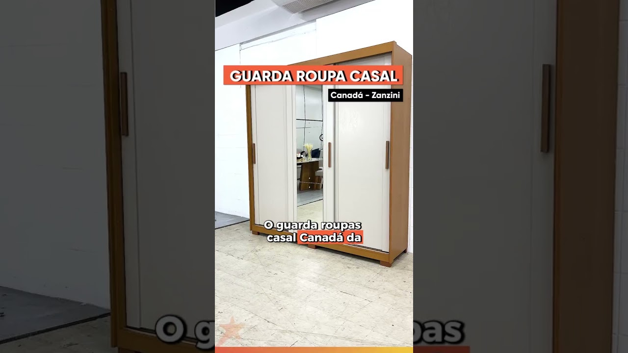 Guarda Roupas Casal com Espelho 3 Portas de Correr 4 Gavetas