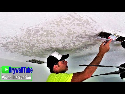 How to repair texture on a water damaged drywall ceiling step by step Video