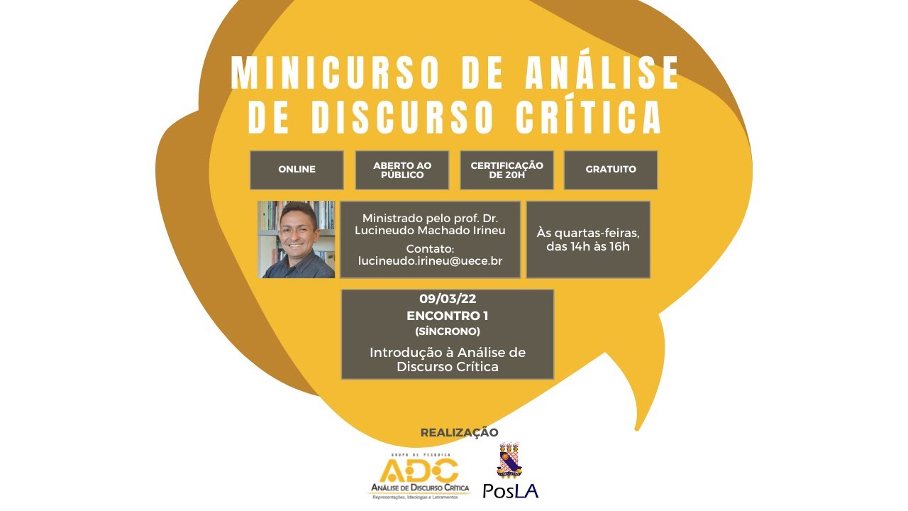 MINICURSO ANÁLISE DE DISCURSO CRÍTICA – AULA 1: INTRODUÇÃO
