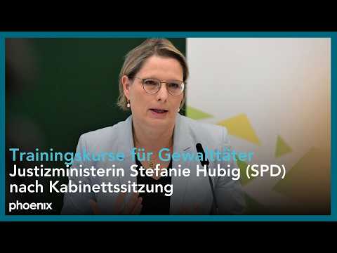 Trainingskurse für Gewalttäter: Justizministerin Stefanie Hubig (SPD) nach Kabinettssitzung