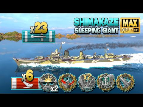 Destroyer Shimakaze: Huge 23 torpedo hits on map Sleeping Giant - World of Warships