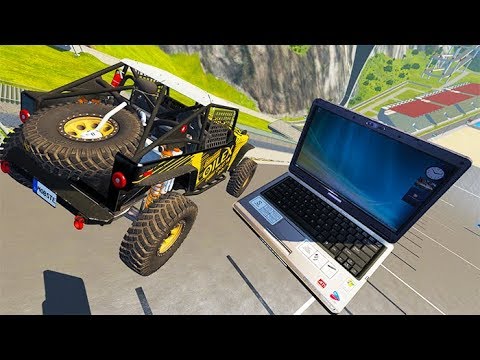Car Jump Arena Car Jumping Over Laptop  - BeamNG drive