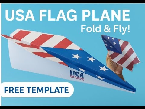 USA Flag Paper Airplane – origame plane - A4 airplane - (Free Template)