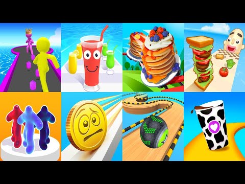 Sandwich Runner, Giant Rush, Juice Run, Going Balls, Coin Rush, Pancake Run, Coffee Stack - Gameplay