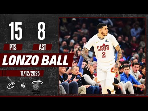 Lonzo Ball - Highlights vs Miami Heat: 15 PTS, 2 REB, 8 AST, 1 STL, 1 BLK, 4/8 FG, 4/7 3PT