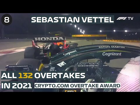 All 132 Overtakes From Sebastian Vettel in 2021 (Crypto.com Overtake Award Winner)