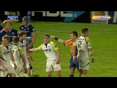 Ashley Beck crosses the line but pass was forward - Leinster v Ospreys 3rd May 2013