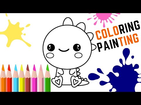 CUTE BABY DINOSAURS COLORING AND PAINTING FOR TODDLER IN DIGITAL