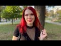 Taking A Walk In Denim Shorts And Polkadots Tights