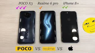 Download lagu POCO X3 vs Realme 6 pro vs iPhone 8  | Speedtest mp3