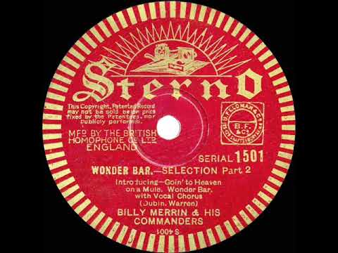 1934 Billy Merrin - “Wonder Bar” Selection (Ken Crossley, vocal)
