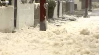 FOAM Covers A Scotland Beach After Huge Storm. WTH!?