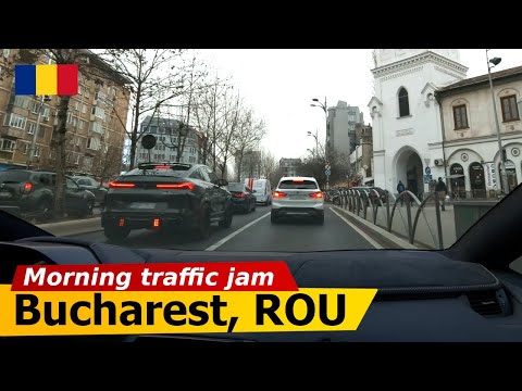 🔴 Bucharest, ROU • Typical traffic jam in the morning【Full HD】Unirii Passage • Pasajul Unirii