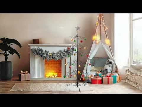 HOHIYA 6.5 Feet Wrought Iron Christmas Tree Alternative Heavy Duty Metal Ornament Display Stand with 174 Hooks Extra Large Floor Standing Xmas Tree for Keepsake Ornaments Collectible Ornament Holder and Holiday Decor Centerpiece Black video