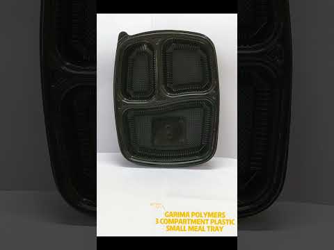 3 Compartment Meal Tray Black  With Lid SMALL