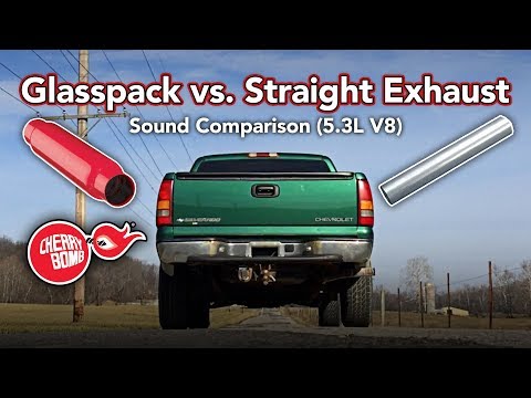 Cherry Bomb® Glasspack vs. Straight Exhaust Pipe - Sound Comparison - 5.3L Chevy