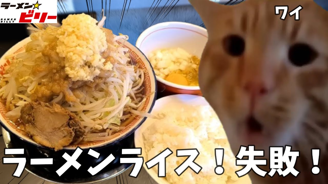 【ラーメン☆ビリー】二郎系で初めてラーメンライスを失敗した話【いわき平店】#猫ミーム