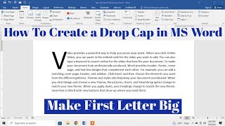 Download the video "How to Create Drop Cap in MS Word | Make First letter big in Microsoft Word"