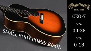 Video thumbnail for Martin Small Body Comparison - CEO-7 vs. 00-28 vs. 0-18 by Guitarplace Aschaffenburg