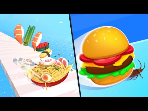 NOODLE RUN vs BURGER RUSH - Gameplay Max Levels UPDATED Android, ios