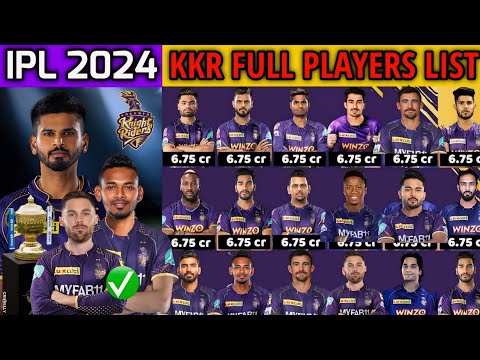 IPL 2024 Kolkata Knight Riders New & Full Squad | KKR Team 2024 Players List | KKR 2024 Squad