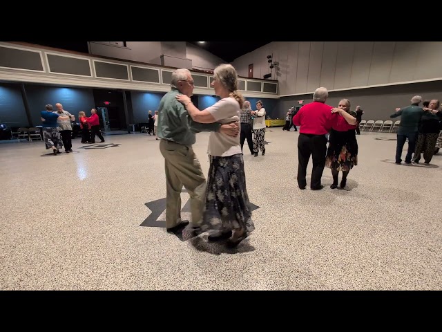 Round dancing with Carolyn Ahart cueing at the Tanglefooters Spring Festival in Carthage, MO 3/8/25.