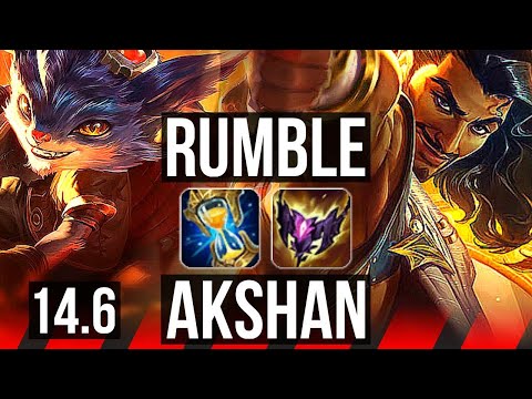 RUMBLE vs AKSHAN (TOP) | 8/1/8, Godlike, 300+ games | KR Master | 14.6