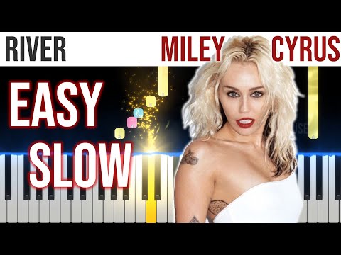 River - Miley Cyrus - EASY SLOW Piano Tutorial with Melody + Chords + Bass 🎹 video 4K🤙