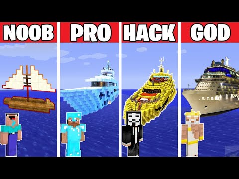 Minecraft NOOB vs PRO vs HACKER vs GOD: MODERN YACHT HOUSE 2- BUILD CHALLENGE in Minecraft/Animation