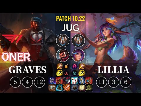 T1 Oner Graves vs Lillia Jungle - KR Patch 10.22