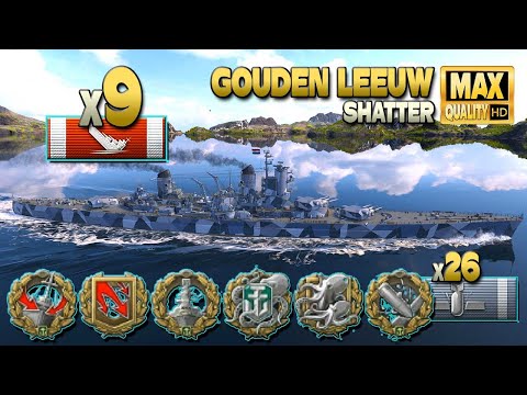 Cruiser Gouden Leeuw: 9 ships destroyed on map Shatter - World of Warships