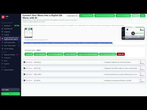 AI menu tutorial video