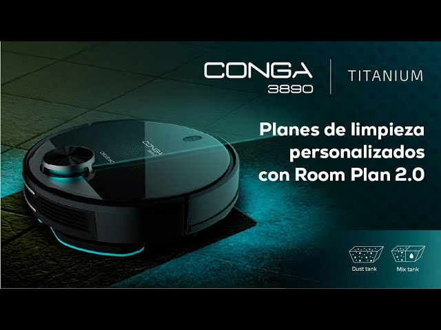 Aspirador Robô com Mopa Cecotec Conga 3890 Titanium Navegação Laser 2.300 Pa Controlo por Voz video