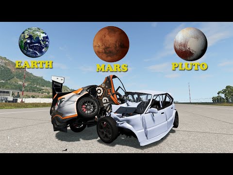 If Cars Crashed on Different Planets | Experiment | BeamNG.Drive