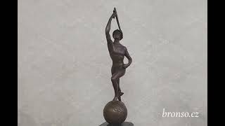 Bronzová socha Merkur – Art Deco | Pravý bronz, mramorový podstavec, signováno a číslováno
