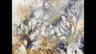 Mega Granulation & Reverse Stenciling WATERCOLOR abstract landscape - relaxing painting process -431