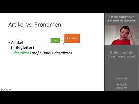 Einführung in die Sprachwissenschaft: Thema 12 - Syntax, Wortarten