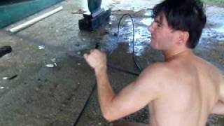 Petar cleans the hull