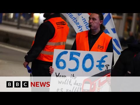 Germany transport network halted by 'mega strike' - BBC News Germany transport network halted by 'mega strike' - BBC News