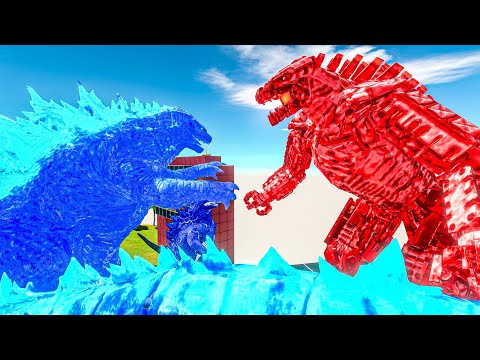 team Red Mechagodzilla 2021 VS Blue Thermo Godzilla team - Animal Revolt Battle Simulator