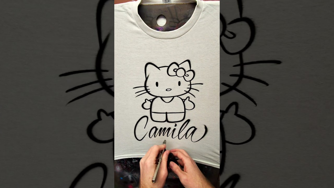 Quick freehand airbrushed Hello Kitty drawing! 🧶 #art #airbrush