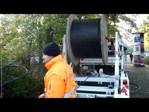 Einblasen von Glasfaserkabel