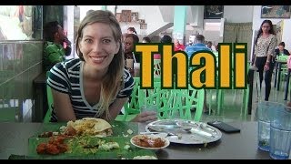 Eating Indian Thali Set at Selvam restaurant for lunch in Malacca, Malaysia