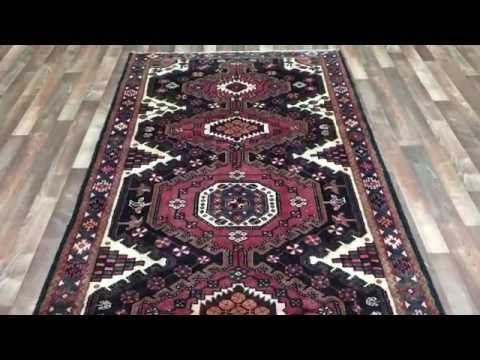 Red and Navy Semi-Antique Persian Hamadan Oriental Rug 4'5X9'8 - V 20